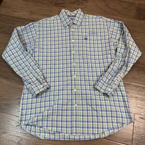 CINCH Mens Medium Ranch Plaid Long Sleeve Button Down Shirt Western Rodeo